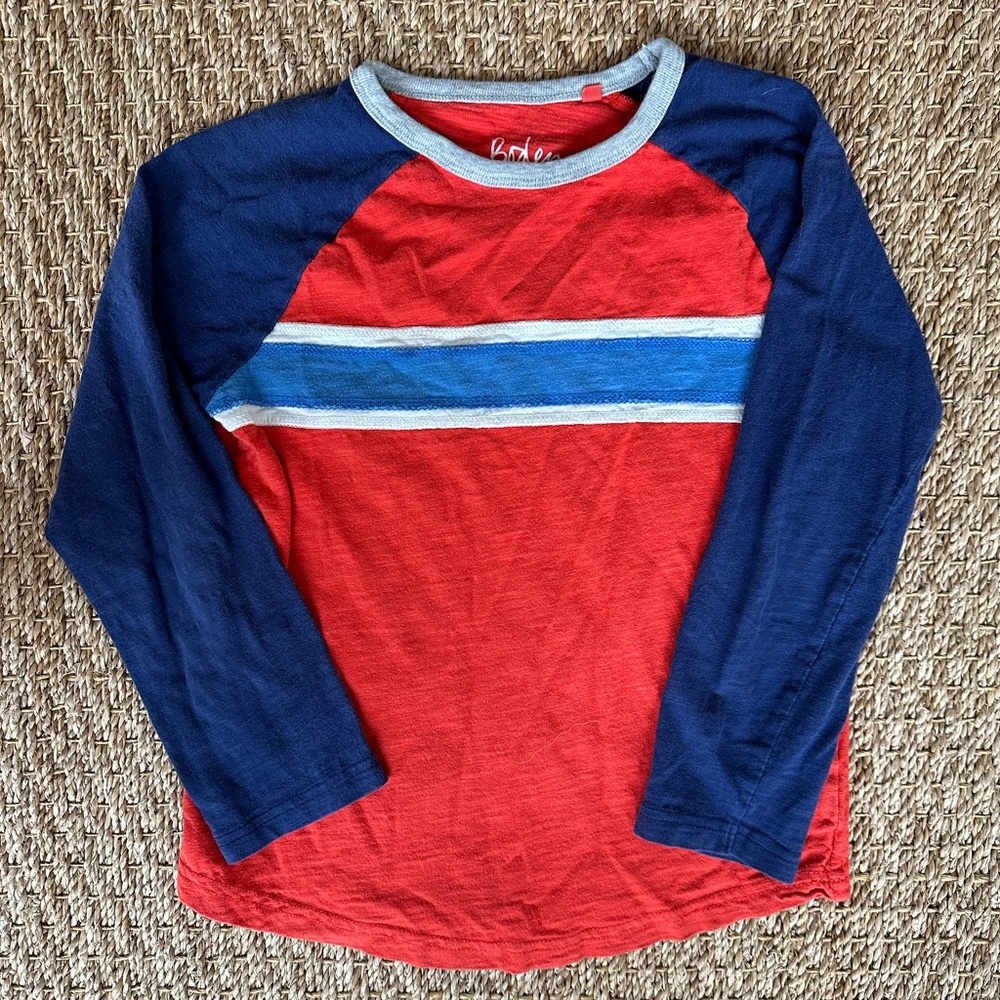 Mini Boden long sleeve baseball t-shirt, size 8